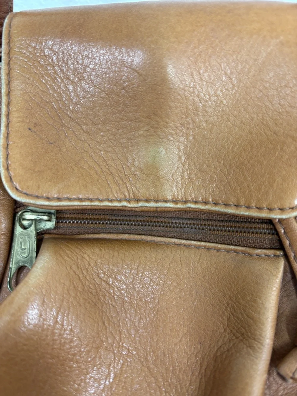 Hobo Tan Leather Drawstring Flap Mini Crossbody Bag BLEMISH